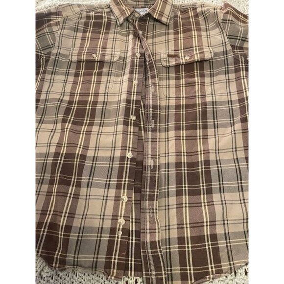 Carhartt Men's Plaid Long Sleeve Shirt L 100% Cotton Brown‎ & Beige WARM & COZY - Picture 12 of 13